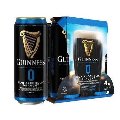 Guinness 0 Non Alcholic Draught 14.9oz 4 Pack Cans