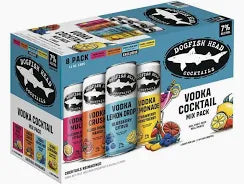 Dogfish Head Vodka Cocktail Mix Variety pack, Passion Fruit Citrus Blood Orange Mango Blueberry Citrus Strawberry Honey Berry (8 x 12 oz)