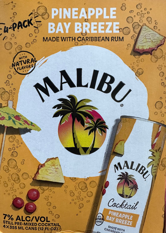 Malibu Pineapple Bay Breeze 12oz 4 Pack Cans