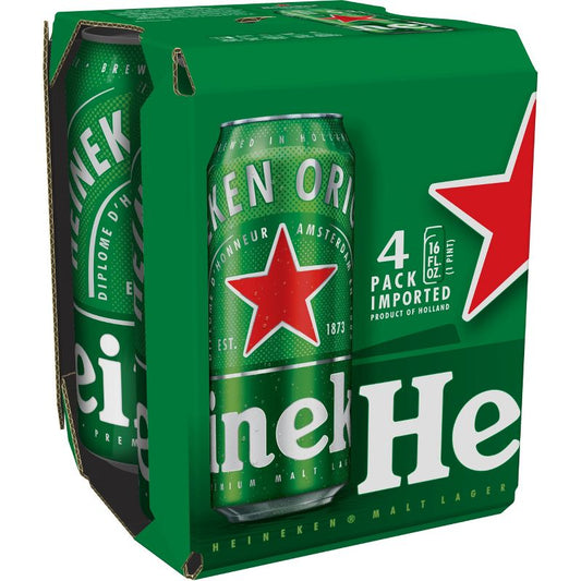 Heineken Lager 16oz 4 Pack Cans