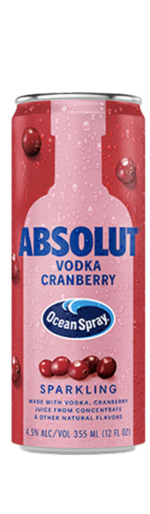 Absolut Ocean Spray Vodka Cranberry 12oz 4 Pack Cans