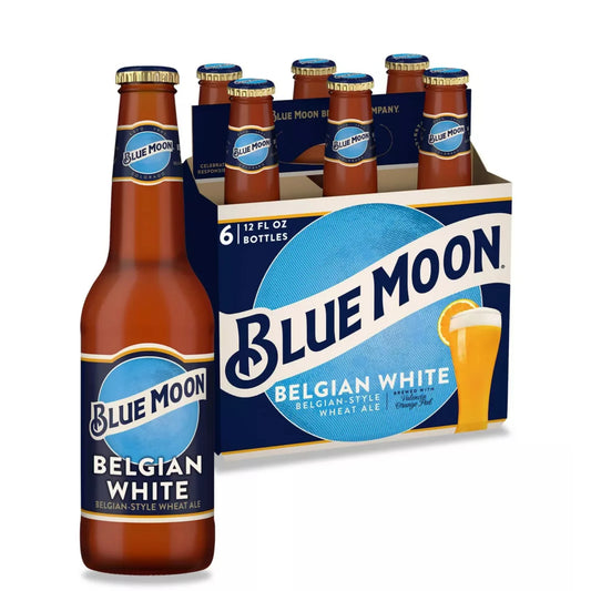 Blue Moon Belgian White Wheat Craft Beer 12oz 6 Pack Bottles