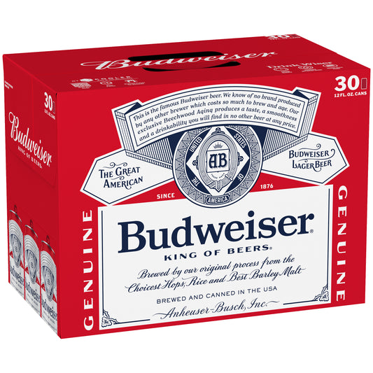 Budweiser 12oz 30 Pack Cans