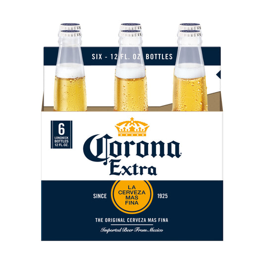 Corona Extra Lager Mexican Beer 12oz 6 Pack Bottles