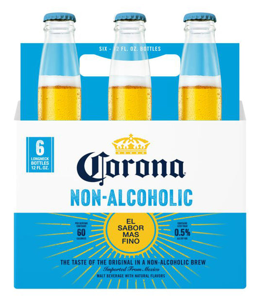Corona Non-Alcoholic Malt Beverage Mexican Brew 12oz 6 Pack Bottles
