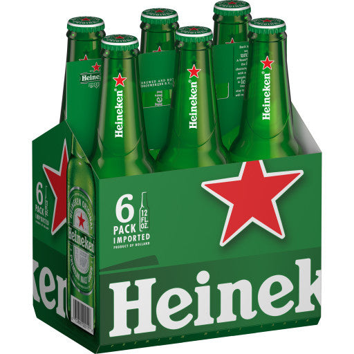 Heineken Lager 12oz 6 Pack Bottles