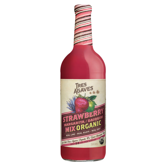 Tres Agaves Organic Strawberry Daiquiri and Margarita Mix, 1 Liter Bottle