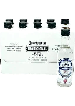 Jose Cuervo Tradicional Silver Tequila, Blue Agave, 10 x 50 ml Mini Bottles